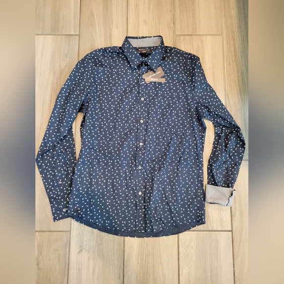 Michael Kors Other - Brand New Michael Kors Blue and White Pattern on Navy Dress Shirt, Slim Fit, L